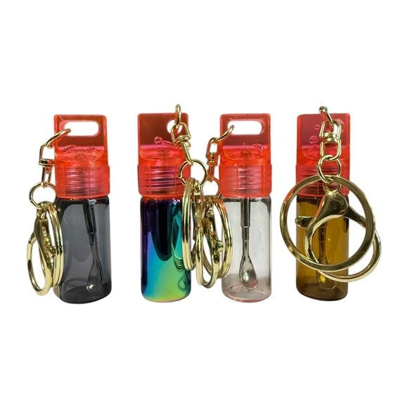 mini glass spice dispenser keychain: extending spoon scoop snuff storage stash - Picture 12 of 14